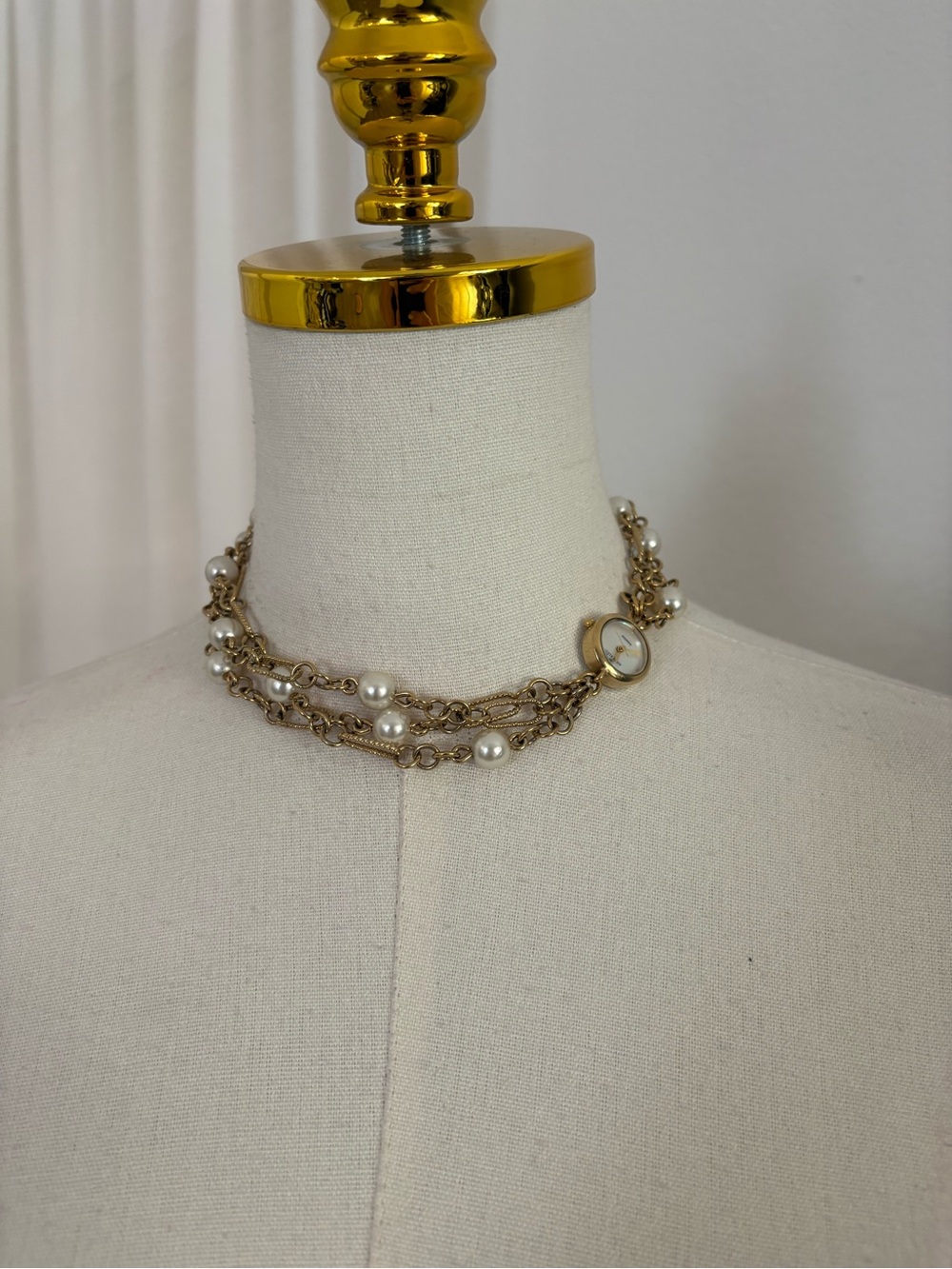 Y2K Gold Multi Layer Faux Pearl Chain Choker Necklace Coquette